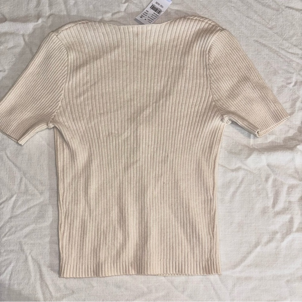 John Galt Cream Ribbed Blouse - Picture 4 of 4